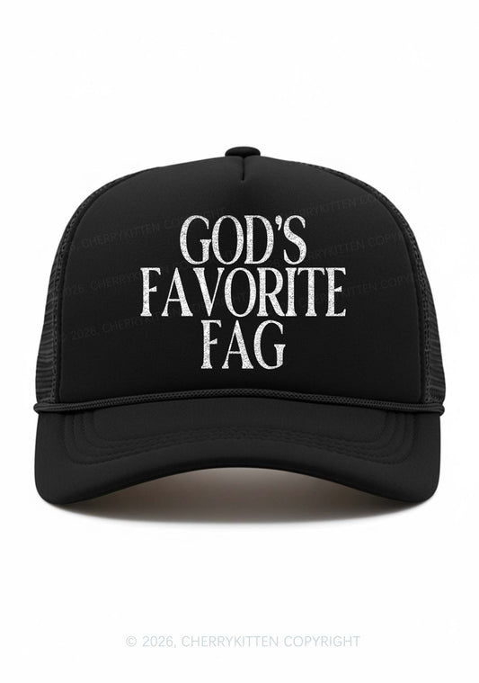 Glitter Gods Favorite Fag Pride Y2K Trucker Hat Cherrykitten
