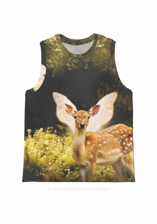 Forest Deer Y2K Mesh Muscle Tank Cherrykitten
