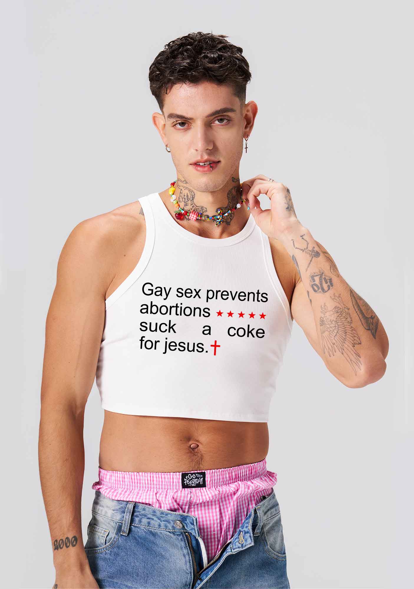 Suck A Coke For Jesus Pride Y2K Crop Tank Top Cherrykitten