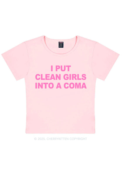 Put Clean Girls Into Coma Y2K Baby Tee Cherrykitten