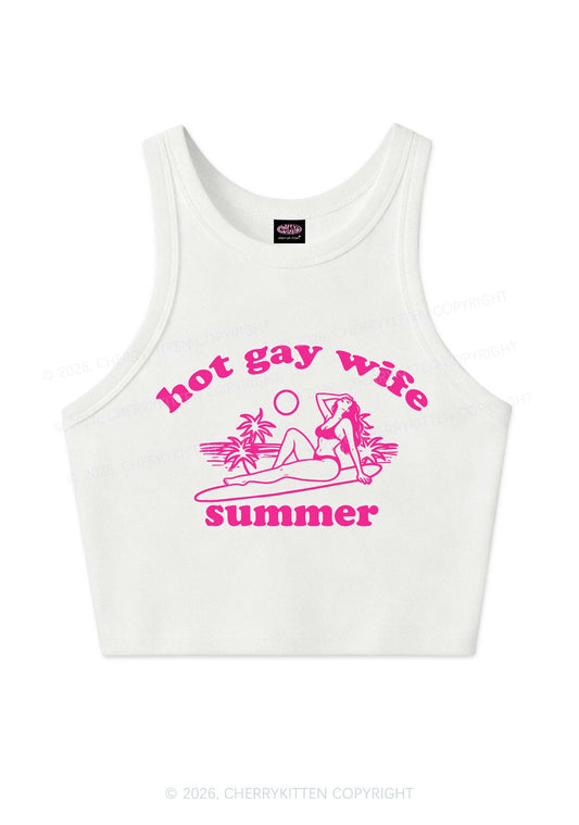 Hot Gay Wife Summer Pride Y2K Crop Tank Top Cherrykitten