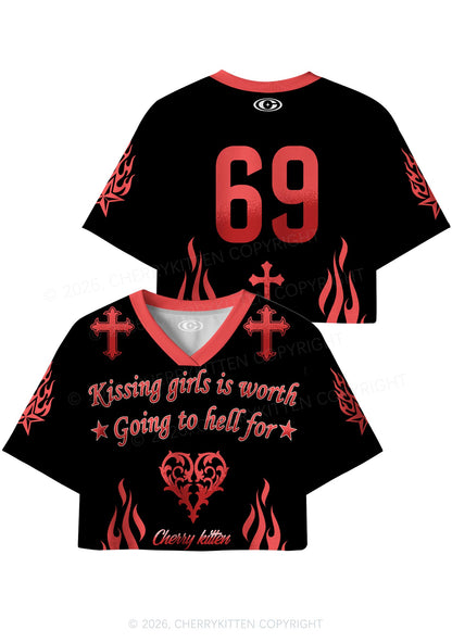 Kissing Girls Is Worth Pride Y2K Crop Sport Jersey Shirts Cherrykitten