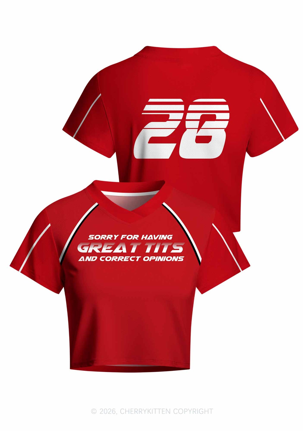 Sorry For Having Correct Opinions Y2K Crop Football Jersey Shirts Cherrykitten