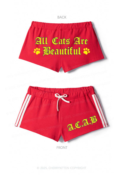 ACAB Cats Y2K Drawstring Mini Shorts Cherrykitten