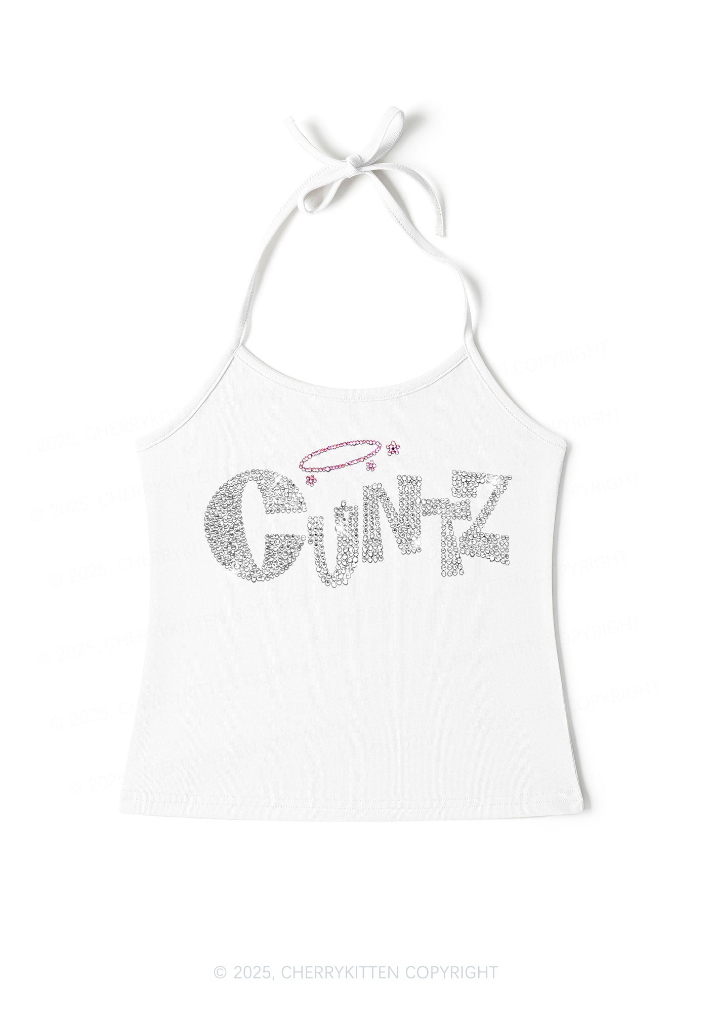 Rhinestone Cxntz Y2K Halter Neck Cami Cherrykitten