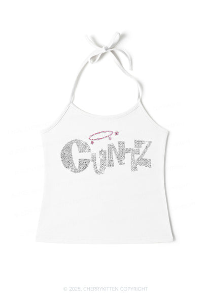 Rhinestone Cxntz Y2K Halter Neck Cami Cherrykitten