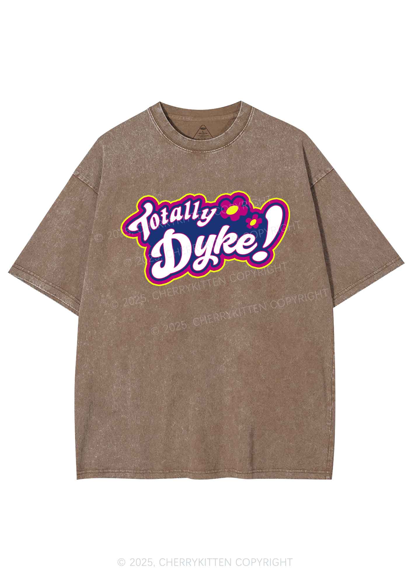 Totally Dyke Pride Y2K Shirts Washed Tee Cherrykitten