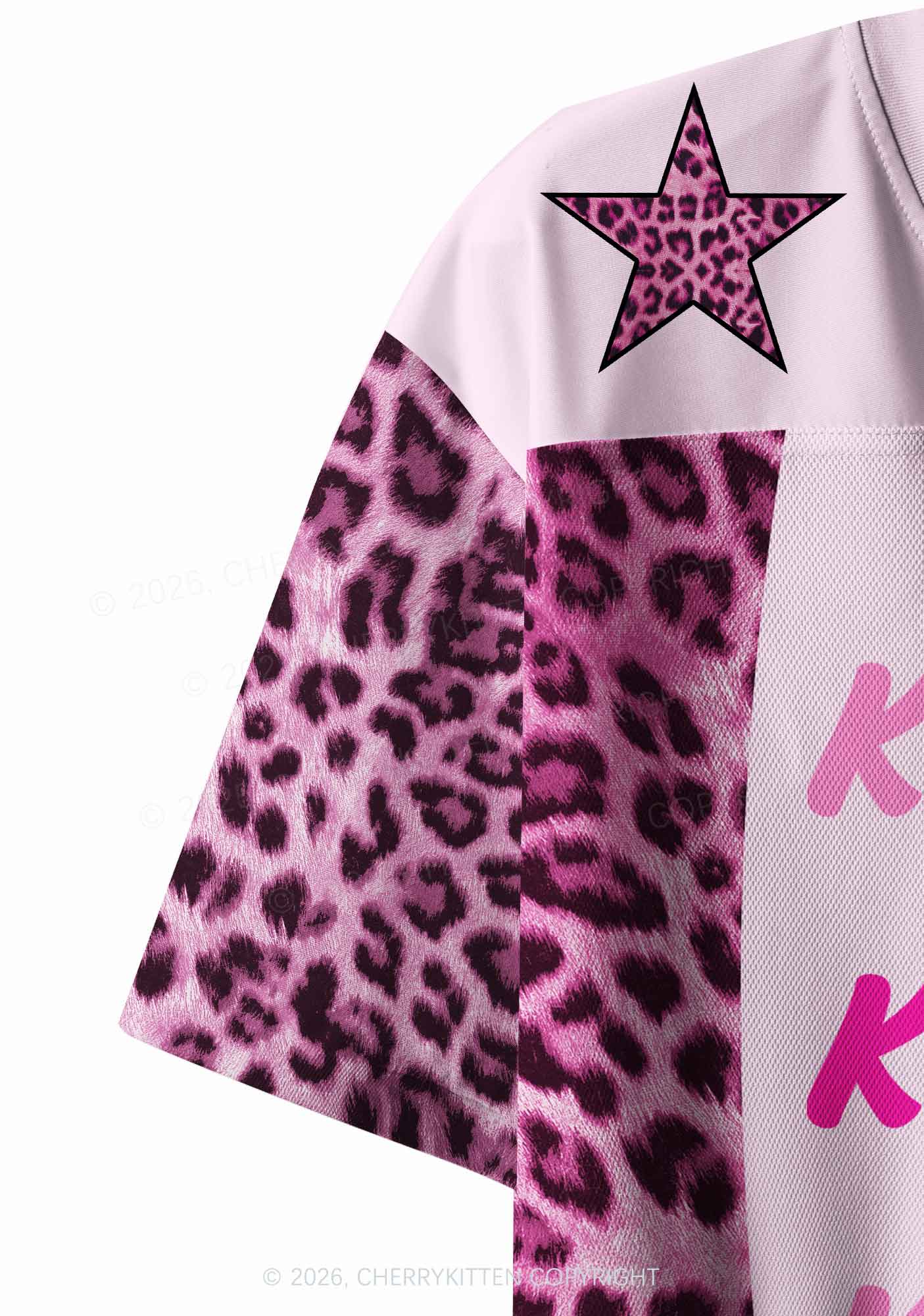 Kiss More Girls Pink Leopard Pride Y2K Crop Sport Jersey Shirts Cherrykitten