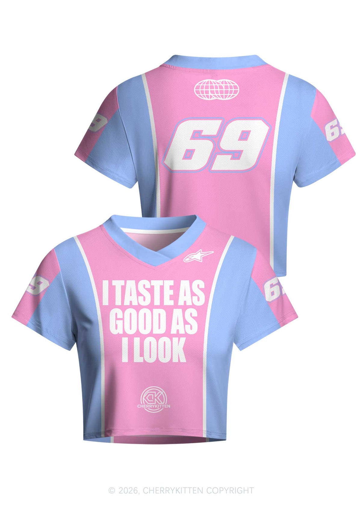 I Taste Good Y2K Crop Football Jersey Shirts Cherrykitten