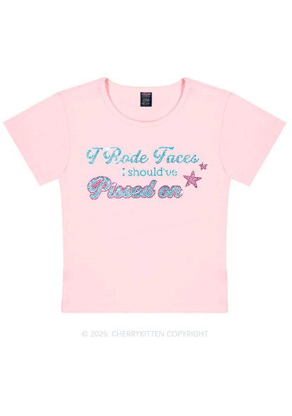 Rhinestone I Rode Faces Y2K Baby Tee Cherrykitten