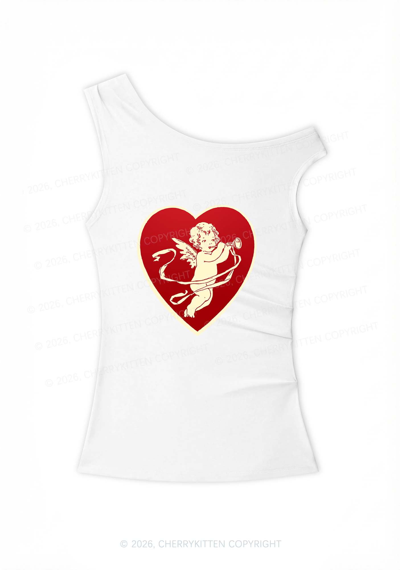 Trumpet Cupid Y2K Off Shoulder Tank Top Cherrykitten