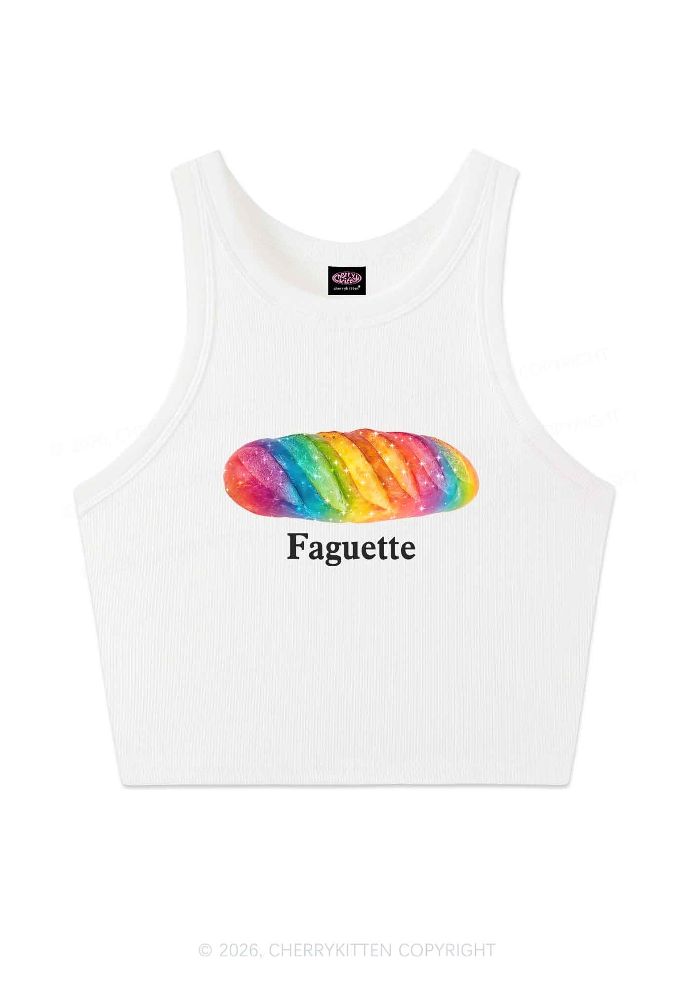 Rainbow Faguette Pride Y2K Crop Tank Top Cherrykitten