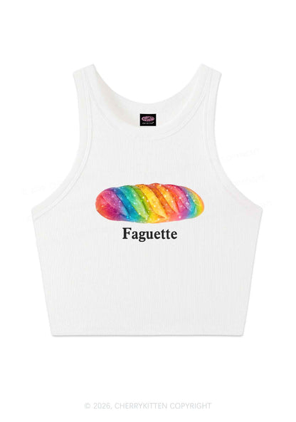 Rainbow Faguette Pride Y2K Crop Tank Top Cherrykitten