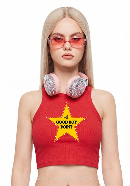 Minus One Good Boy Point Y2K Crop Tank Top Cherrykitten