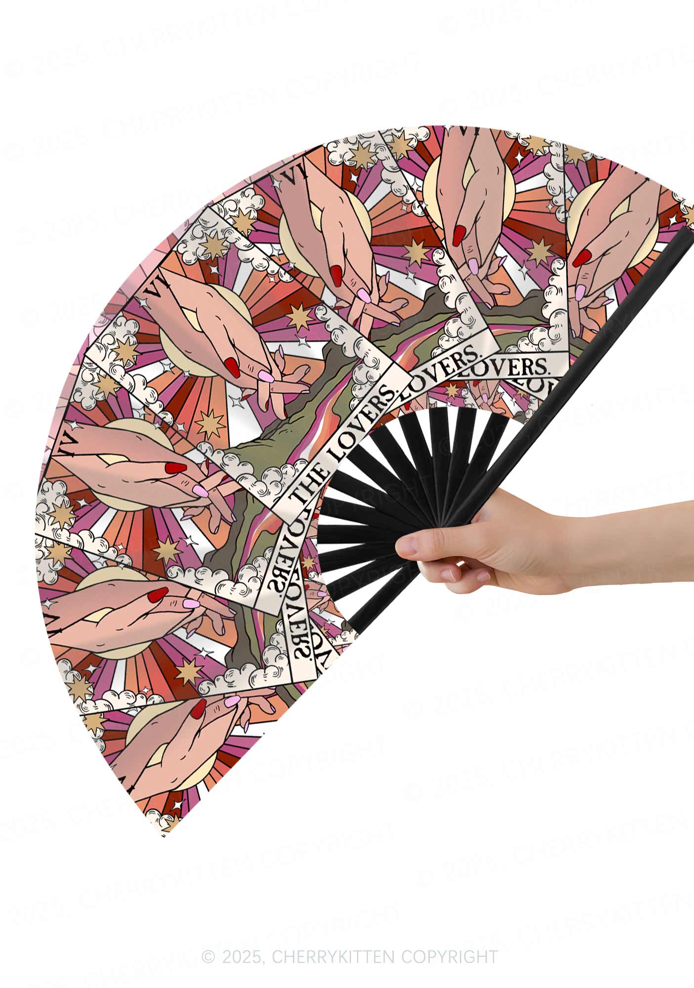 The Lesbian Lovers Pride Y2K Rave Hand Fan Cherrykitten