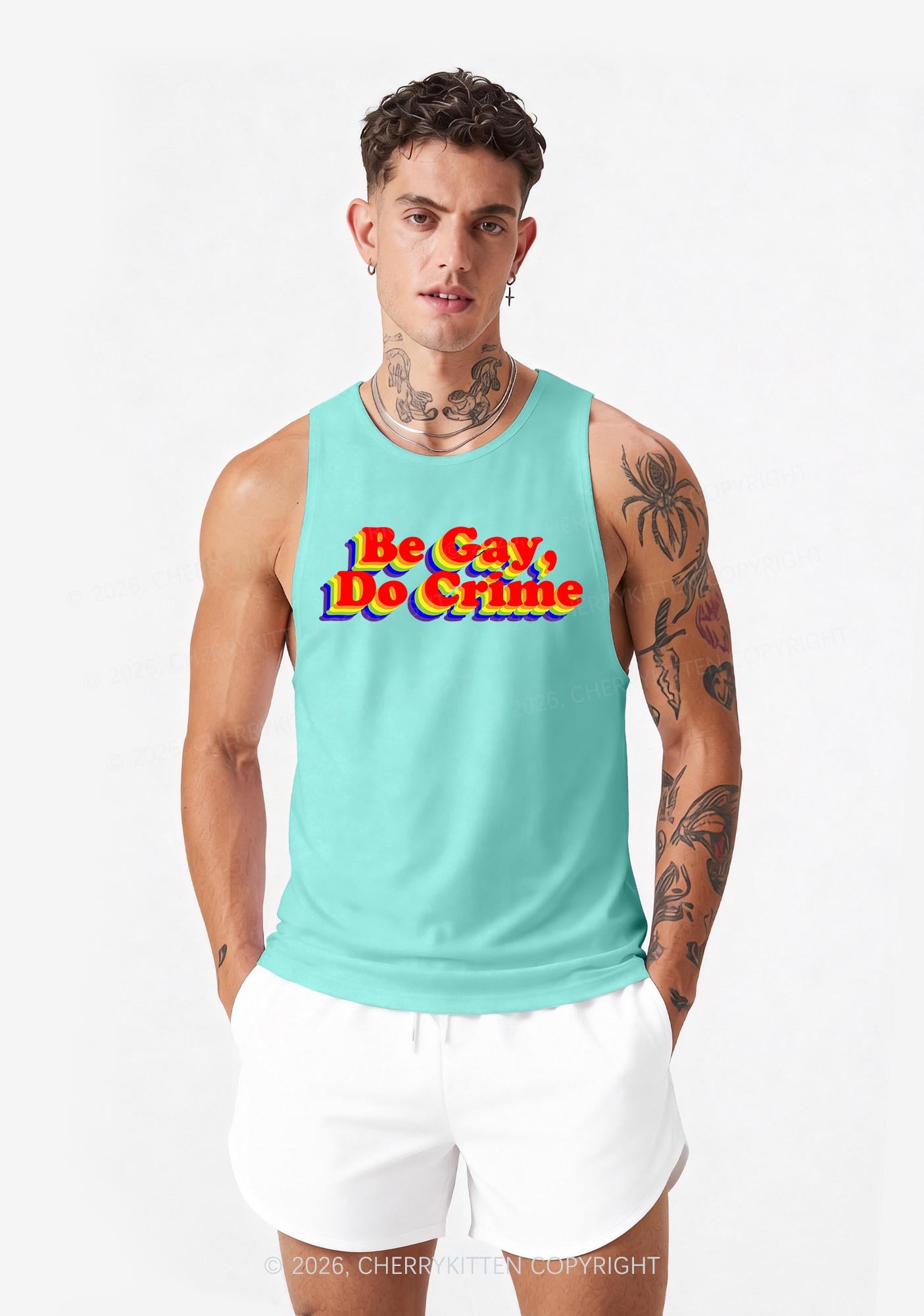 Be Gay Do Crime Pride Y2K Men Racerback Tank Top Cherrykitten