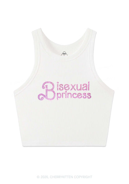 Rhinestone Bisexual Princess Pride Y2K Crop Tank Top Cherrykitten