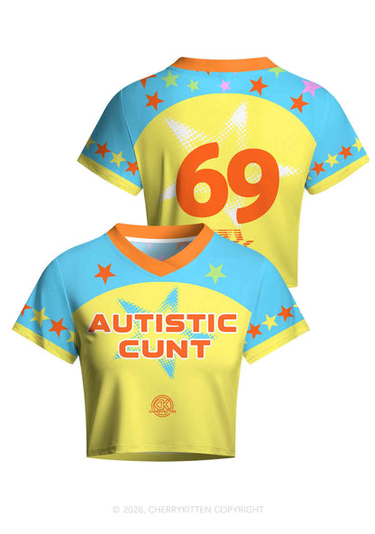 Autistic Cxxt Stars Y2K Crop Football Jersey Shirts Cherrykitten