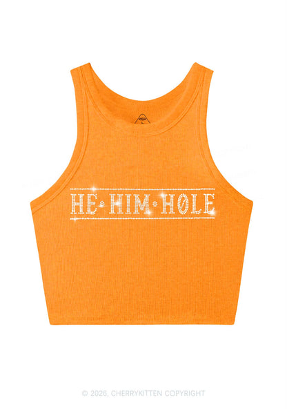 Rhinestone He Him Hole Pride Y2K Crop Tank Top Cherrykitten