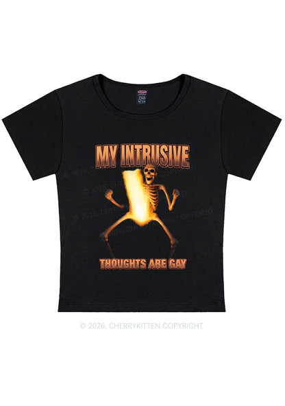 My Intrusive Thoughts Are Gay Pride Y2K Baby Tee Cherrykitten