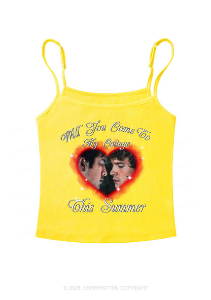 Come To My Cottage This Summer HR Y2K Spaghetti Strap Cami Cherrykitten