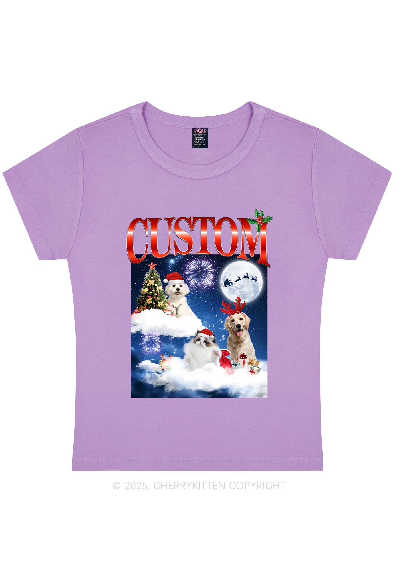 Custom Christmas Pet Y2K Baby Tee Cherrykitten