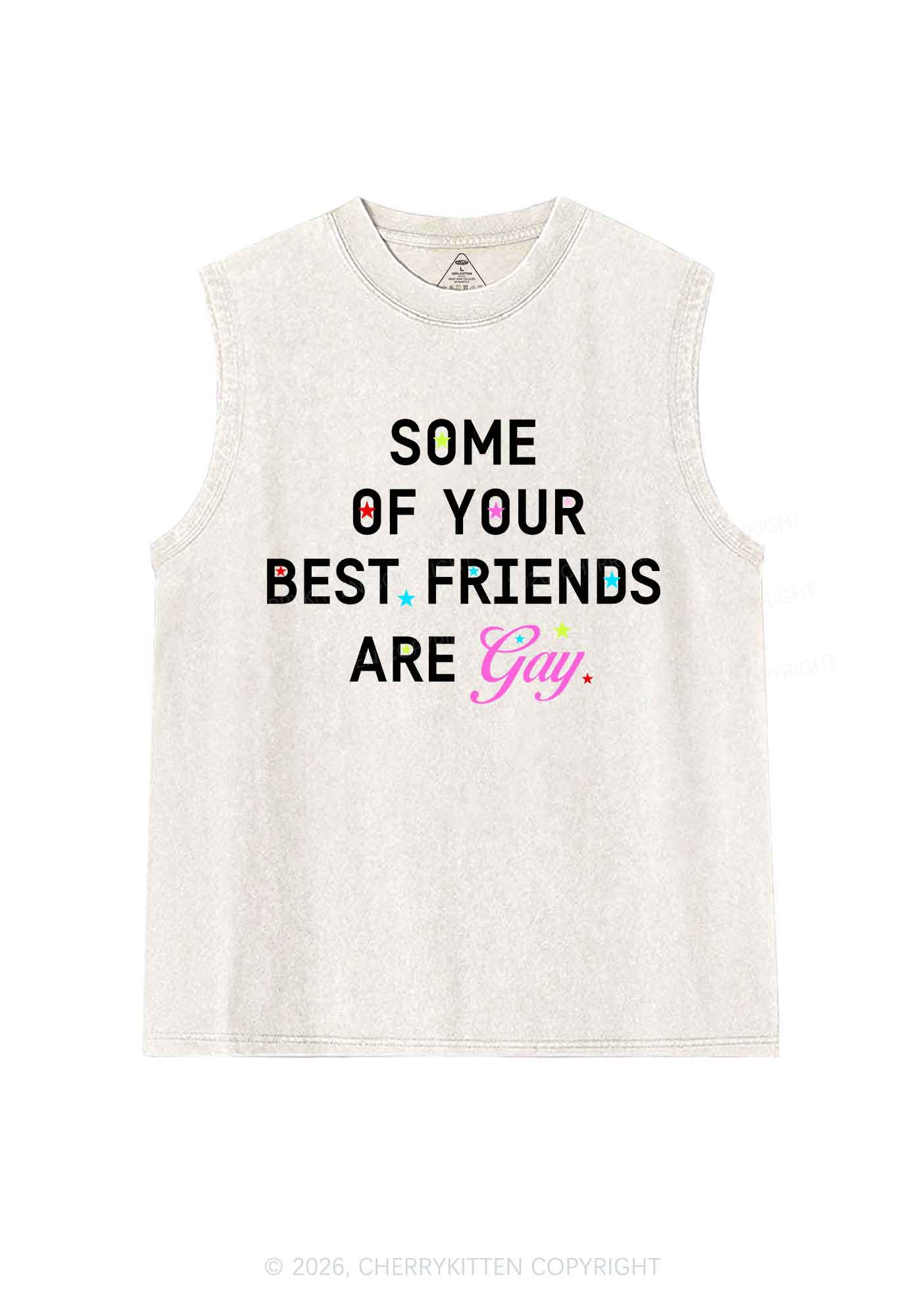 Your Best Friends Are Gay Pride Y2K Washed Muscle Tank Cherrykitten