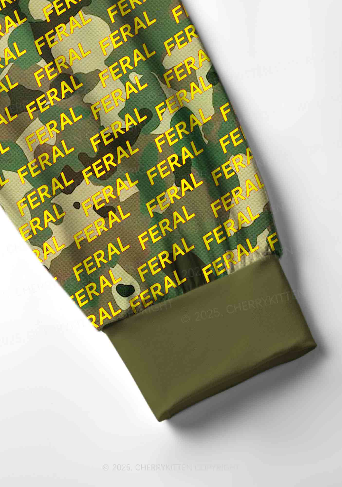 Wild Camouflage Feral Y2K Print Long Sleeve Pajama Set Cherrykitten