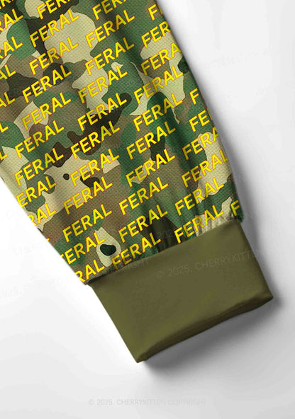 Wild Camouflage Feral Y2K Print Long Sleeve Pajama Set Cherrykitten