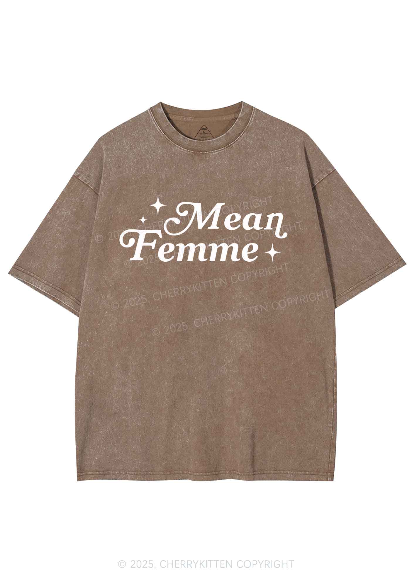 Mean Femme Pride Y2K Shirts Washed Tee Cherrykitten