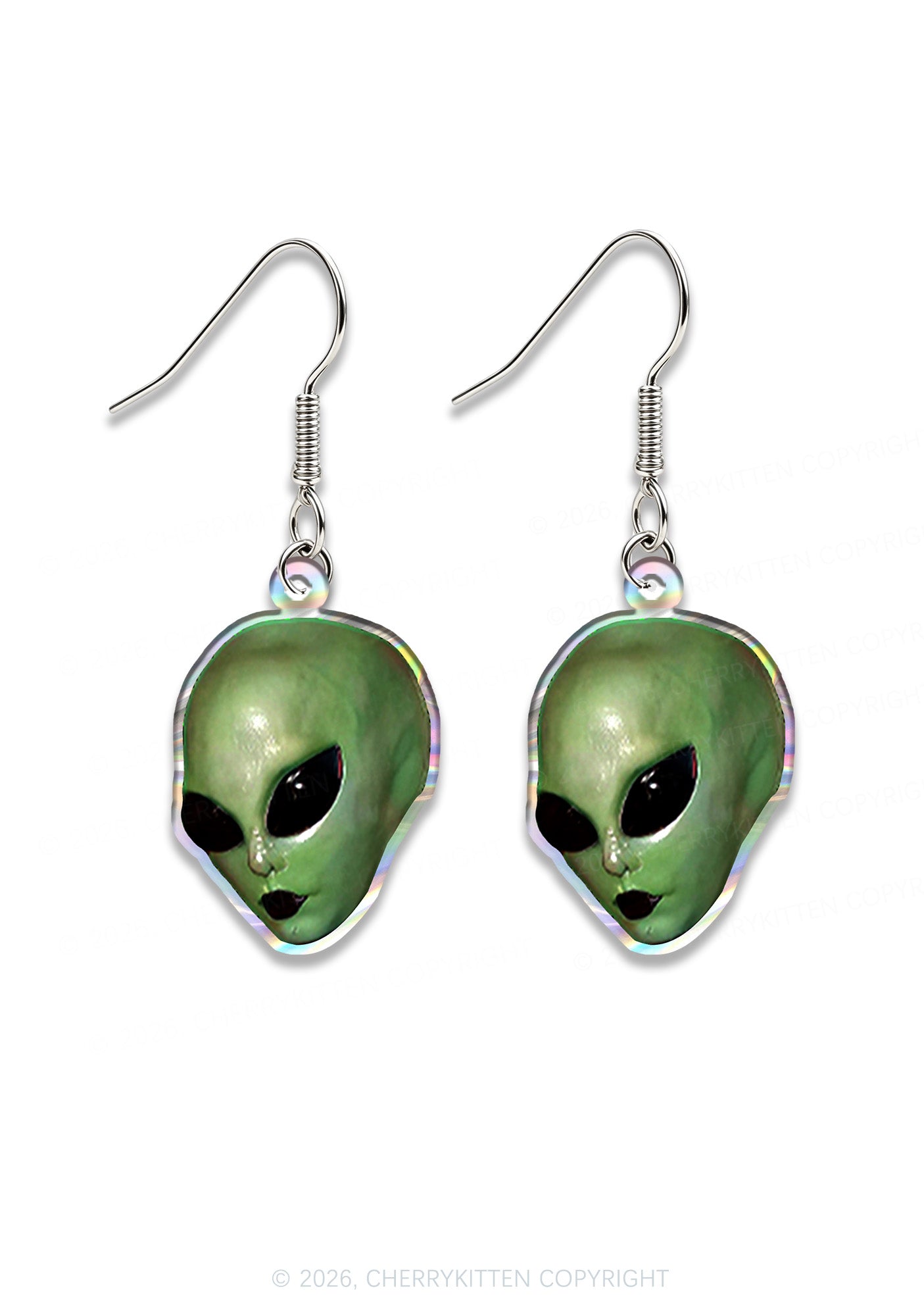Halloween Alien Head Y2K Acrylic Earrings Cherrykitten