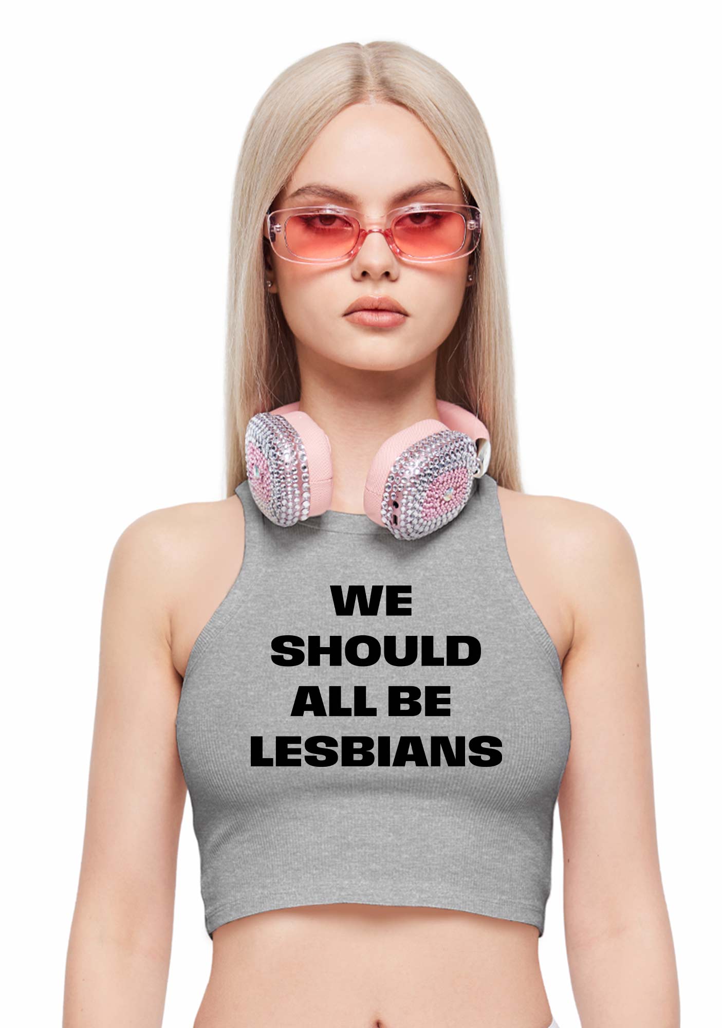 We Should All Be Lesbians Pride Y2K Crop Tank Top Cherrykitten
