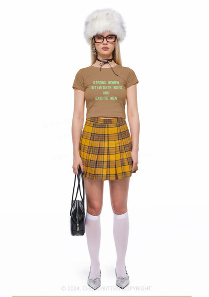 Strong Women Excite Men Y2K Baby Tee Cherrykitten