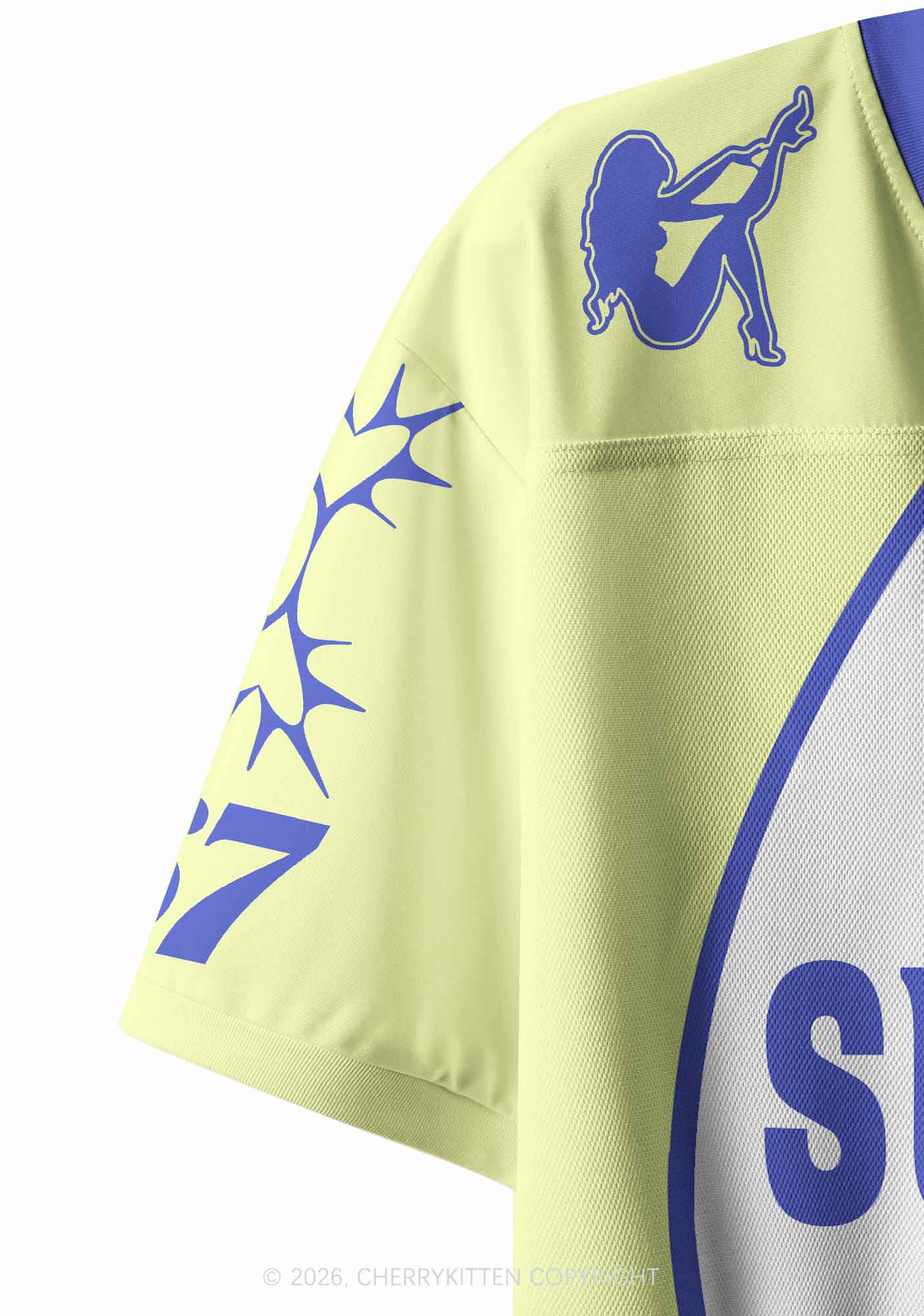 White I Love S Boys Y2K Crop Sport Jersey Shirts Cherrykitten