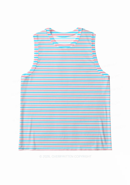 Trans Stripes Pride Y2K Mesh Muscle Tank Cherrykitten