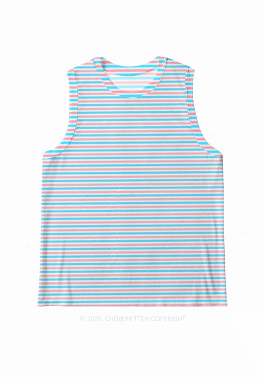 Trans Stripes Pride Y2K Mesh Muscle Tank Cherrykitten