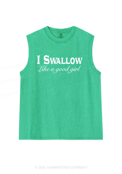 Swallow Like Good Gril Y2K Washed Muscle Tank Cherrykitten