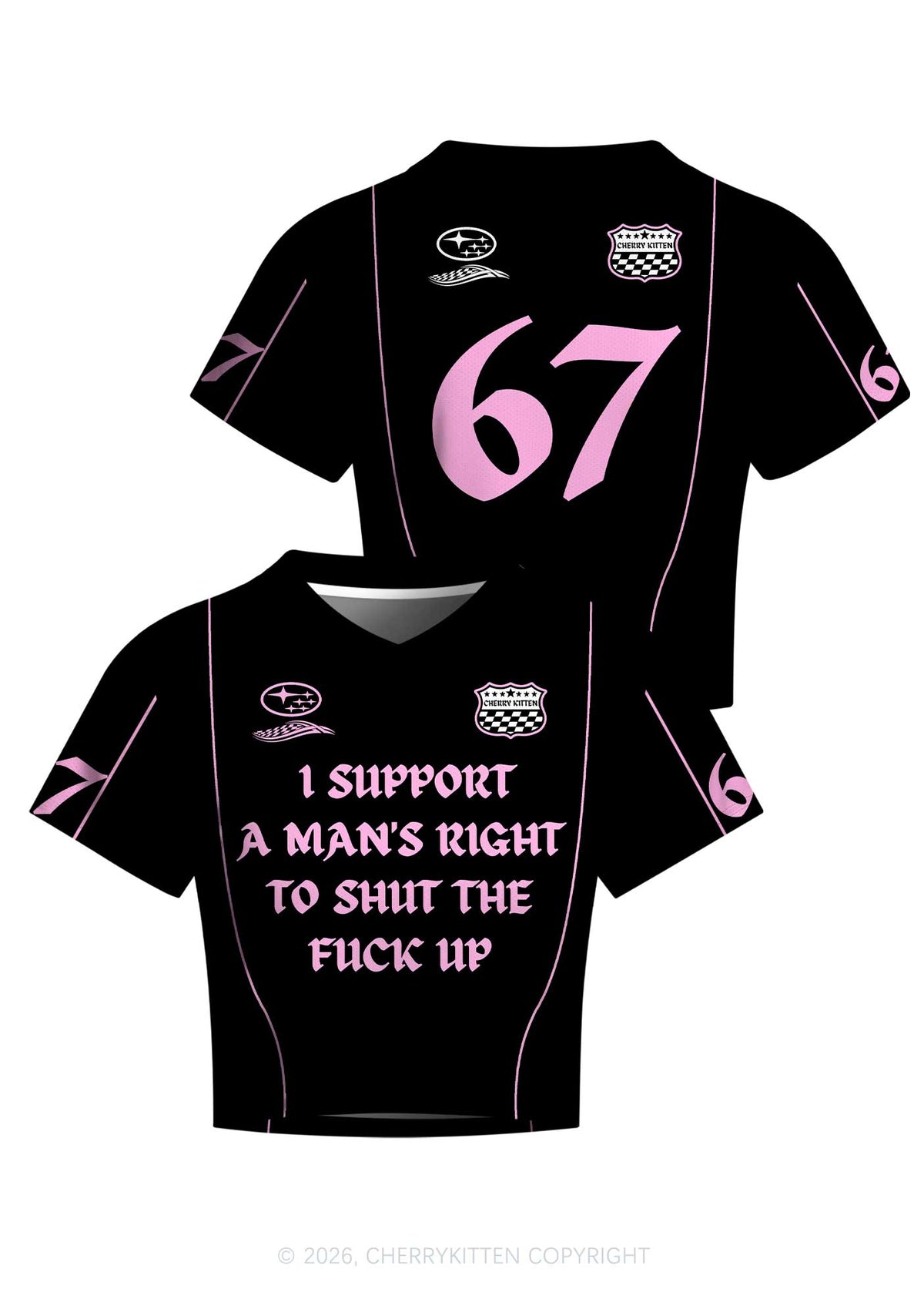 I Support A Mans Right Y2K Crop Football Jersey Shirts Cherrykitten