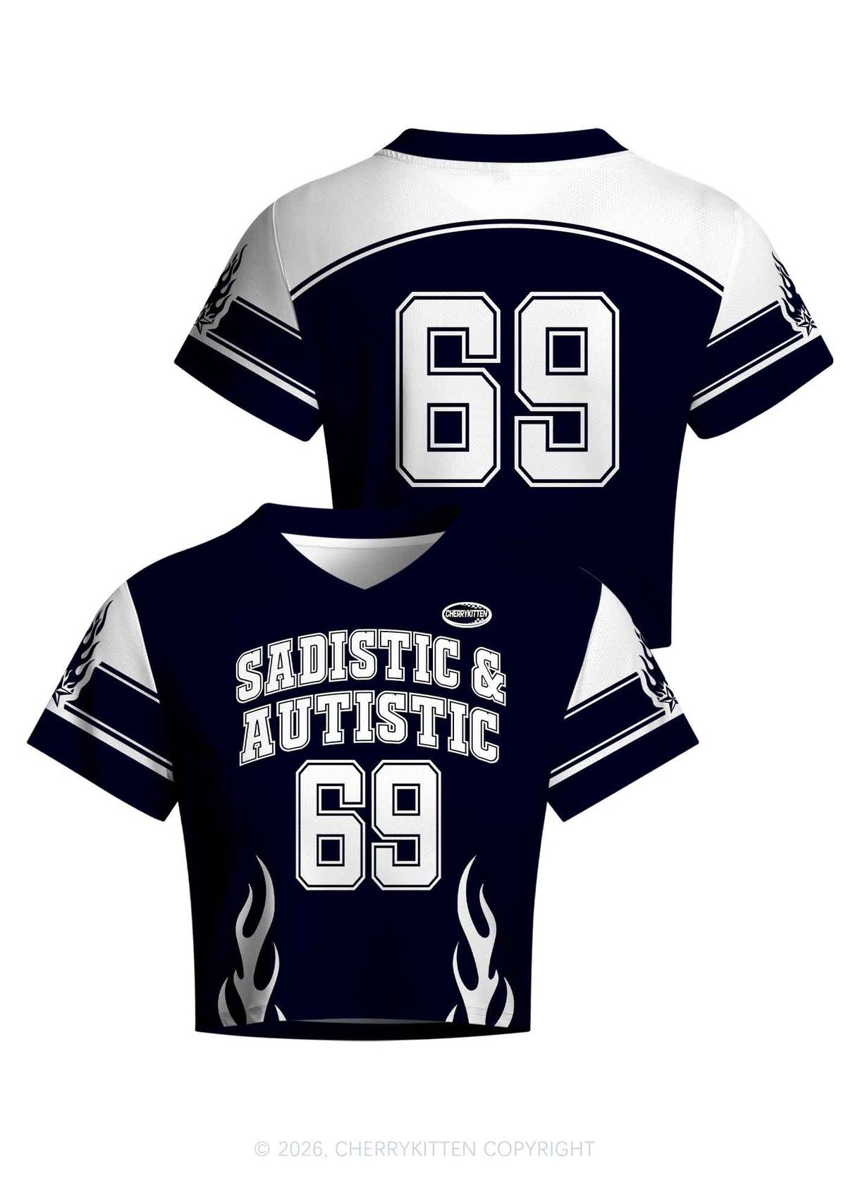 Sadistic And Autistic Y2K Crop Football Jersey Shirts Cherrykitten