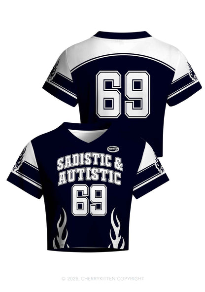 Sadistic And Autistic Y2K Crop Football Jersey Shirts Cherrykitten