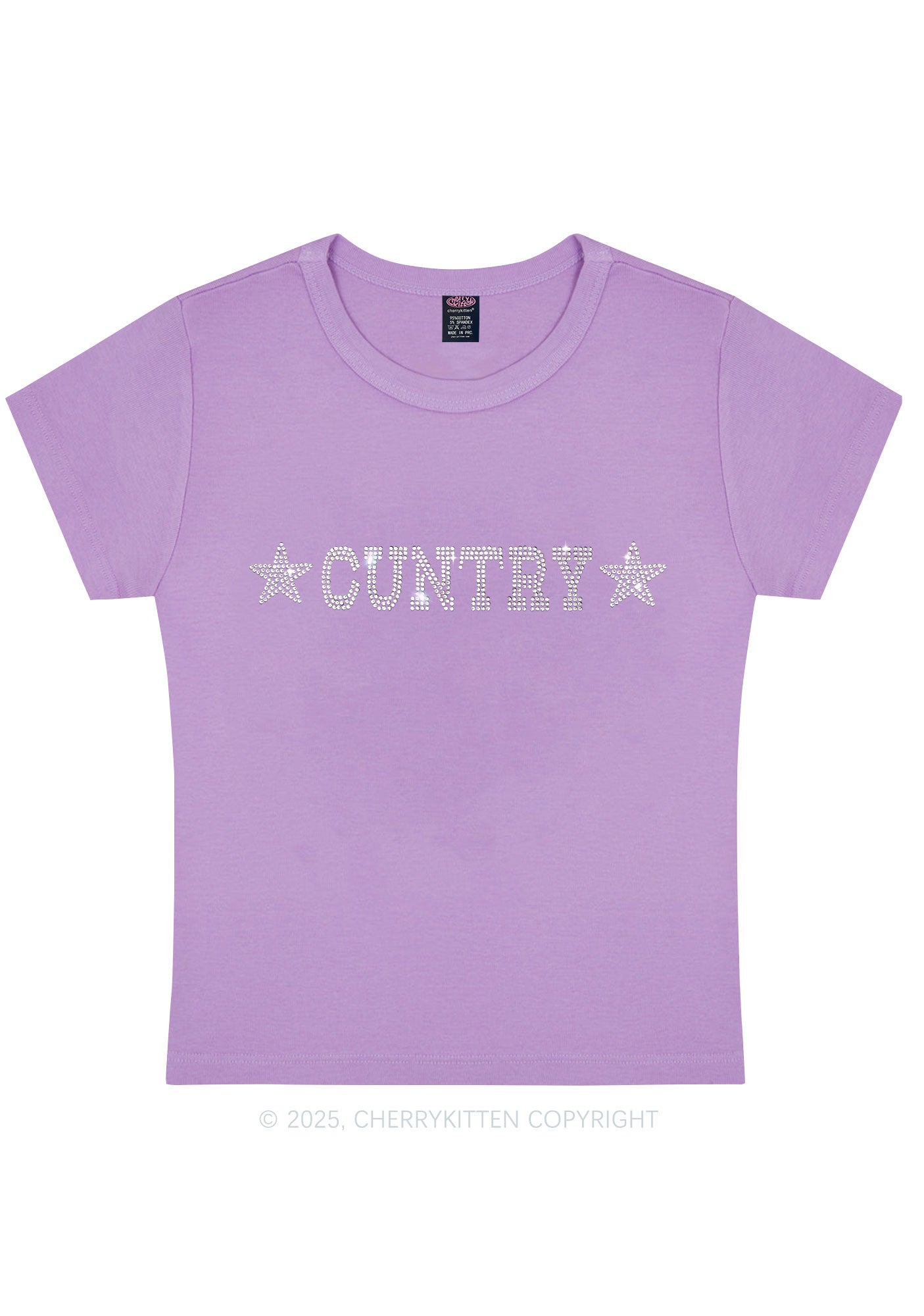 Rhinestone Cuntry Y2K Baby Tee Cherrykitten