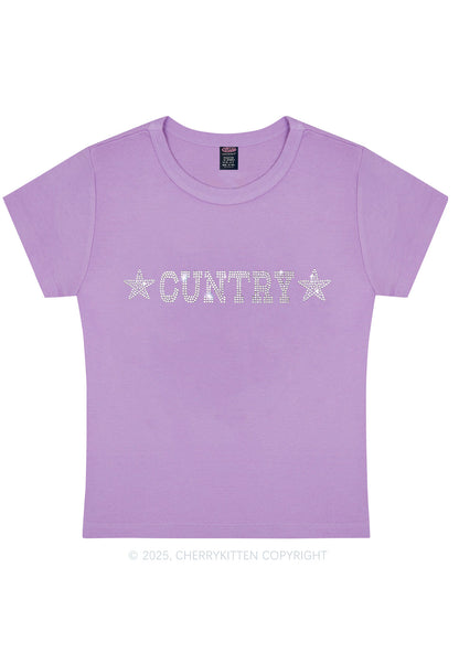 Rhinestone Cuntry Y2K Baby Tee Cherrykitten