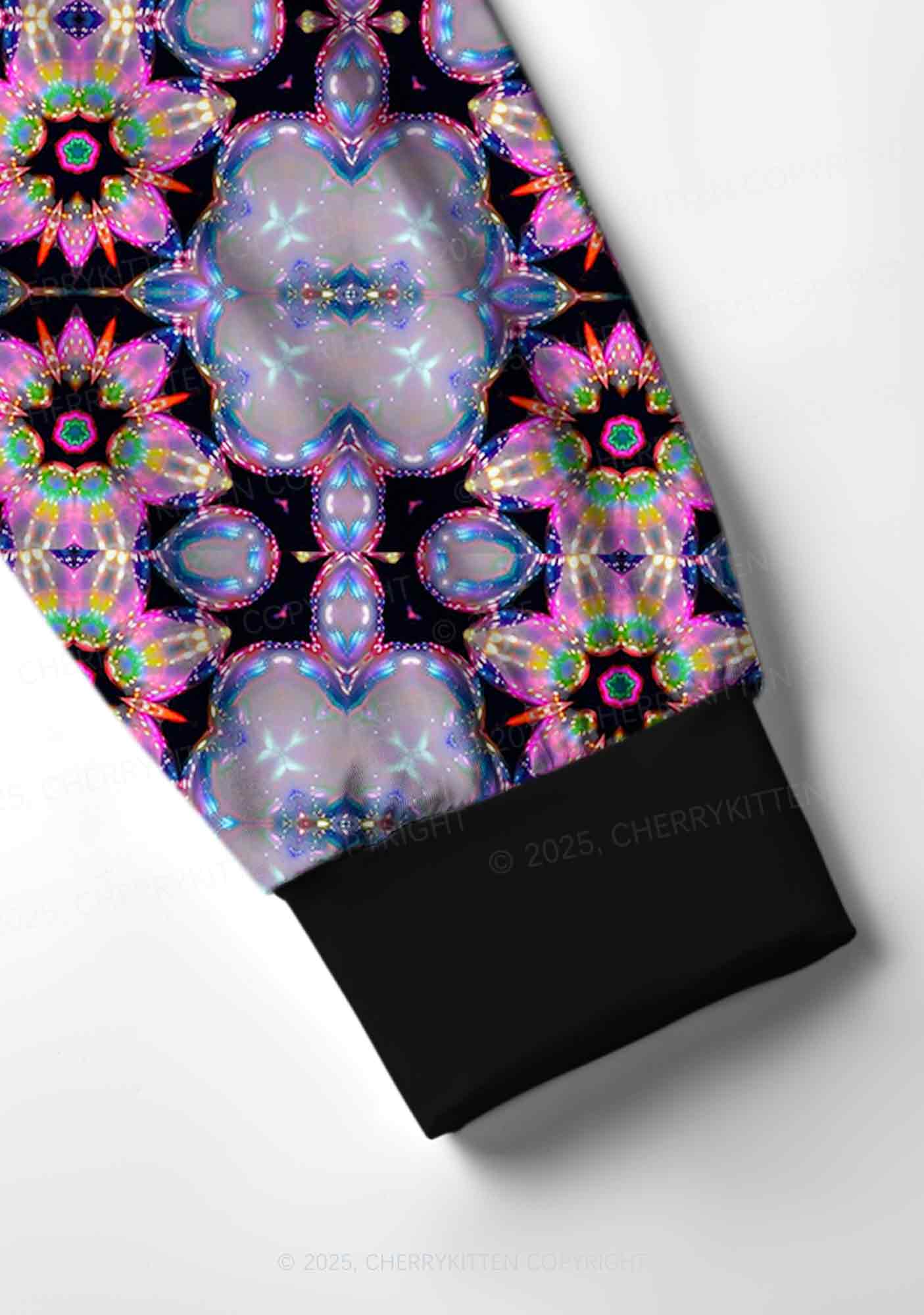 Rainbow Glow Y2K Print Long Sleeve Pajama Set Cherrykitten