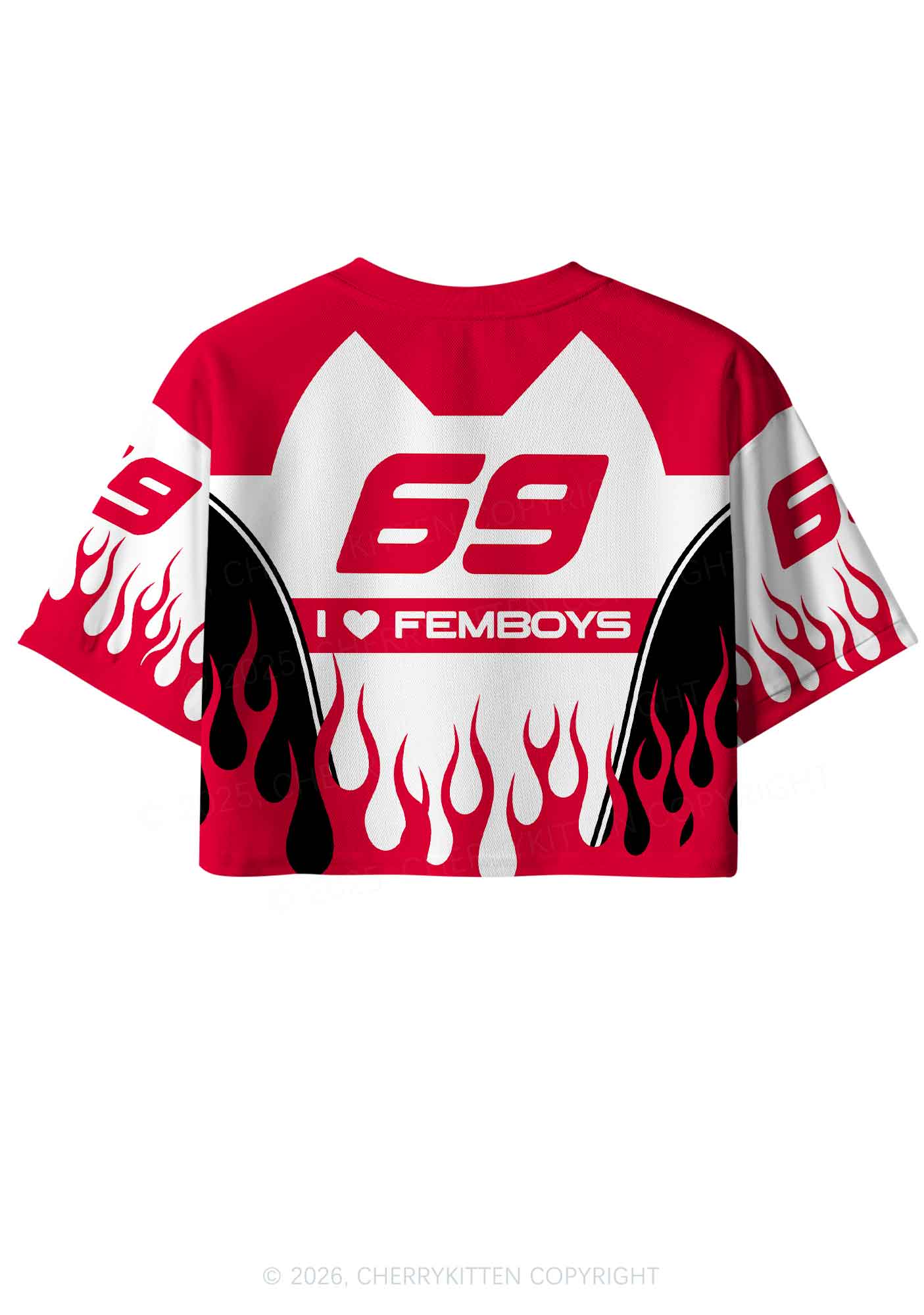 I Love Femboys Pride Y2K Crop Sport Jersey Shirts Cherrykitten