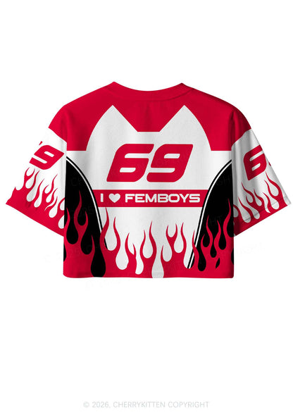 I Love Femboys Pride Y2K Crop Sport Jersey Shirts Cherrykitten