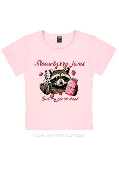 Strawberry Jams Raccoon Y2K Baby Tee Cherrykitten
