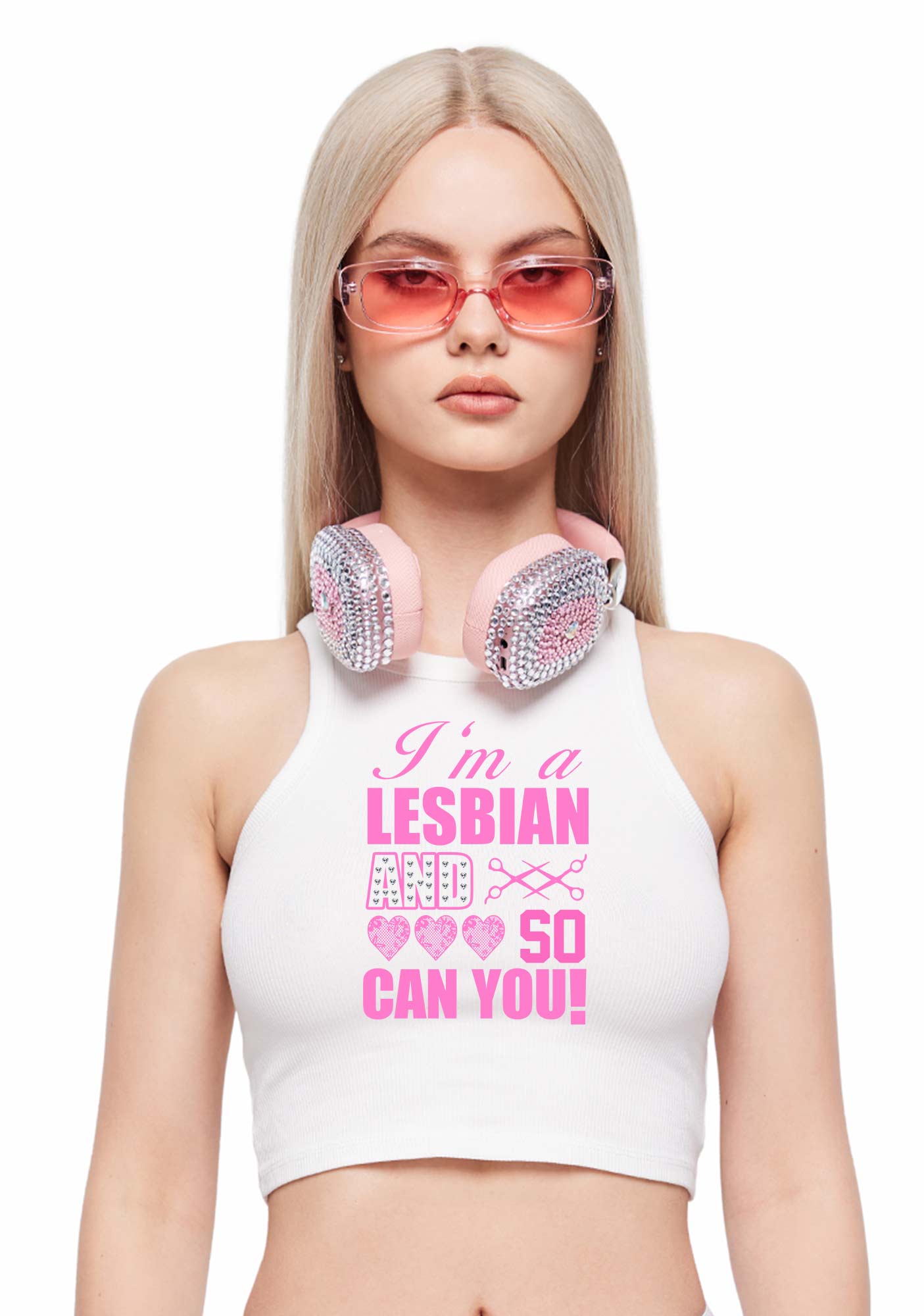 Im A Lesbian And So Can You Pride Y2K Crop Tank Top Cherrykitten