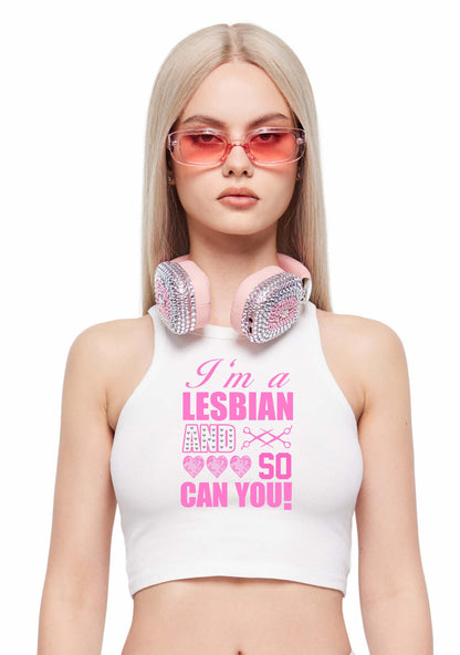Im A Lesbian And So Can You Pride Y2K Crop Tank Top Cherrykitten