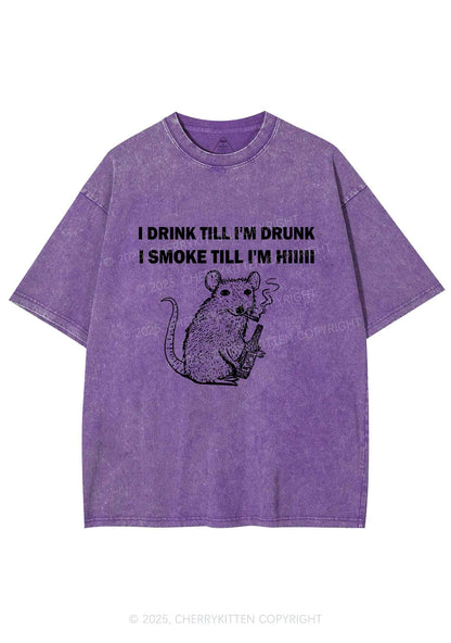 Drunk And Smoke Ratz Y2K Shirts Washed Tee Cherrykitten