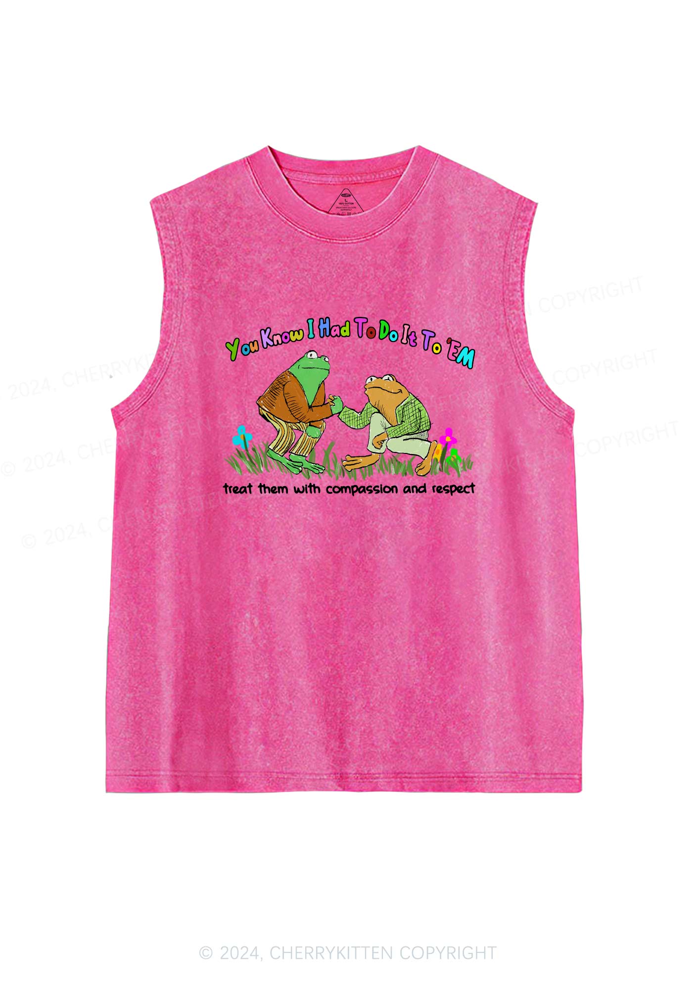 Treat Them With Compassion And Respect Y2K Washed Tank Cherrykitten